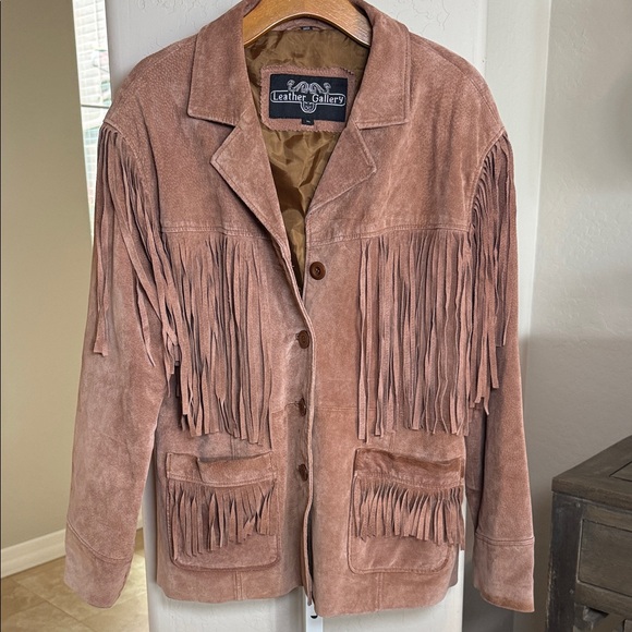 leather factory Jackets & Blazers - VTG Leather Factory Suede Fringe Jacket Western Cowgirl Boho Rodeo Festival